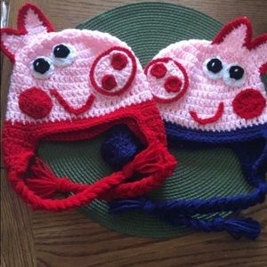Peppa pig and brother George crochet beanies